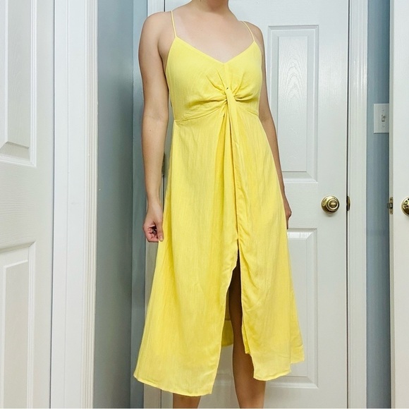 REVOLVE Dress Line and Dot Midi Yellow Sundress Casual Dainty Summer Small - Picture 7 of 7